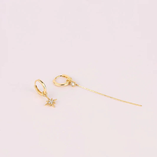 Asymmetric Tassel Star Hoop Earrings
