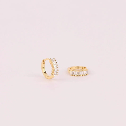 Tiny Baguette Huggie Hoop Earrings