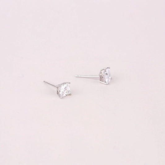 925 Sterling Silver Square Diamond Earrings
