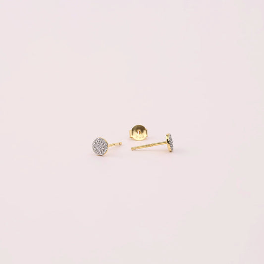 Diamond CZ Disc Stud Earrings