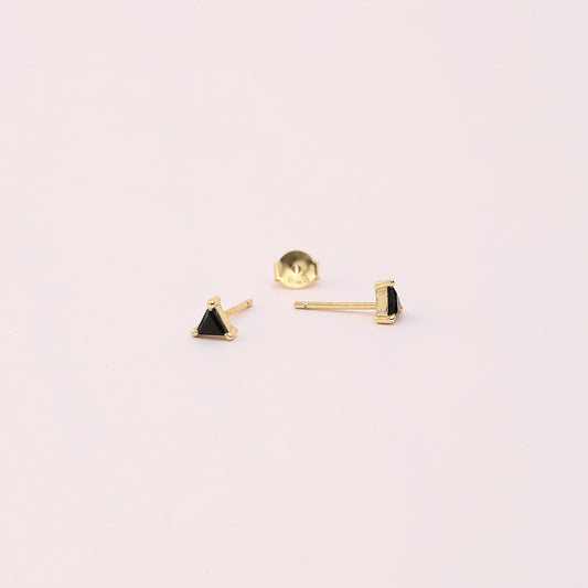 Triangle Shape Black Diamond Stud Earrings