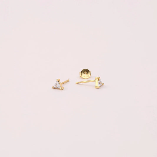 Tiny Garnet Triangle Shape Stud Earrings