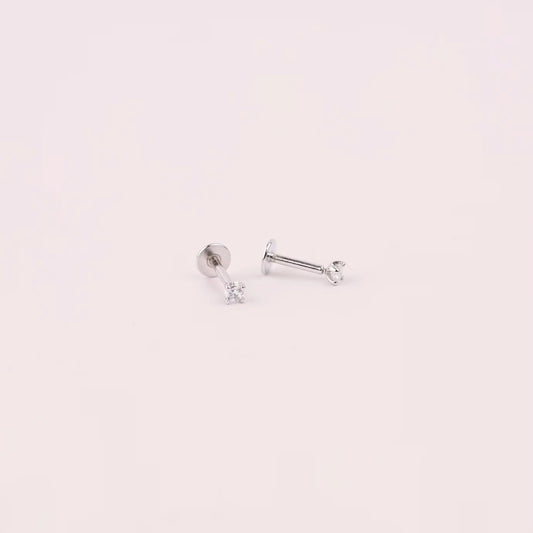 18G Tiny Diamond Threadless Push Pin Labret Stud