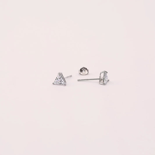 Tiny Triangle Diamond Stud Earrings