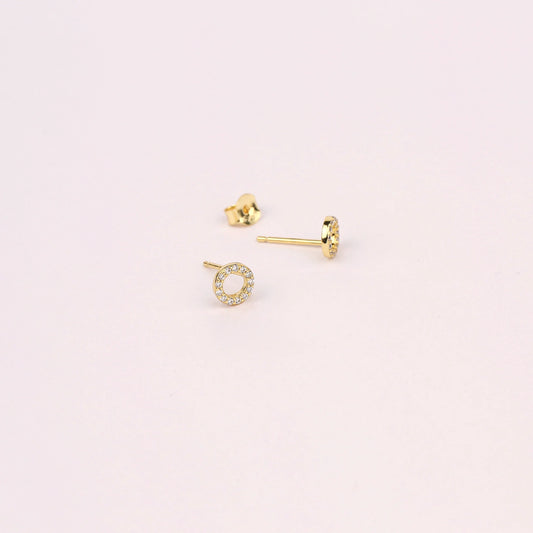 Open Circle Pave Diamond Stud Earrings