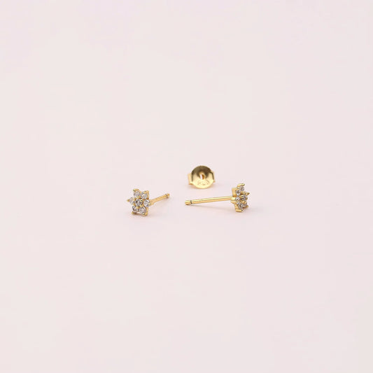 Tiny Flower Charm Stud Earring