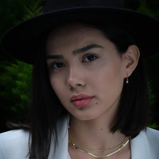 North Star Charm Dangle Hoop Earrings