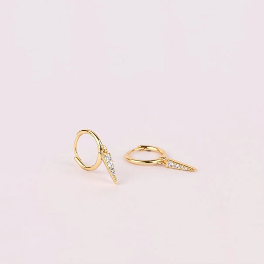 Pave Spike Charm Dangle Hoop Earrings