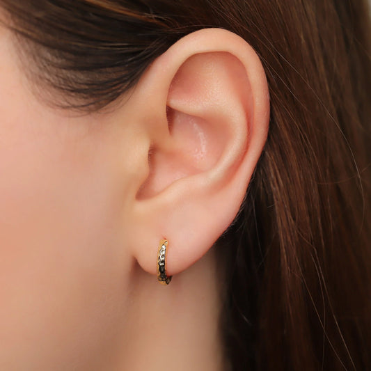 Gold Hammered Huggie Hoop Earrings