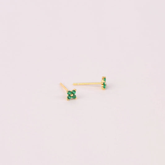 Tiny Emerald Flower Stud Earrings