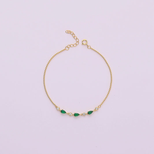 Emerald Green Marquise Chain Bracelet