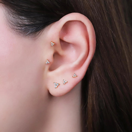 20G Tiny Flower Shape Ball Backing Stud Earring