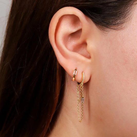 Long Chain Dangle Drop Hoop Earrings