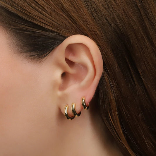 Gold Thick Huggie Hoop Earrings
