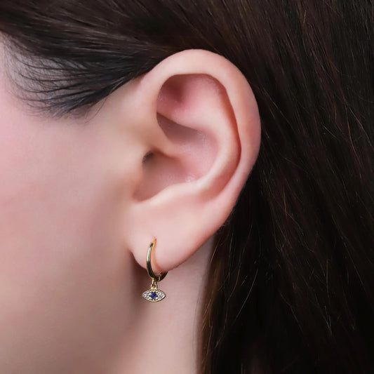 Eye Charm Dangle Hoop Earrings