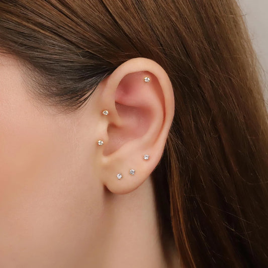 18G Tiny Diamond Threadless Push Pin Labret Stud