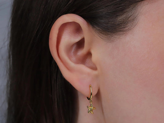 Starfish Dangle Hoop Earrings