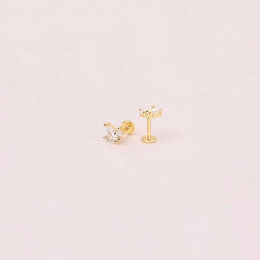 18G Crown Threadless Push Pin Labret Stud