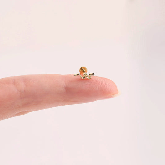 Tiny Snake Shape Flat Screw Back Stud Earring