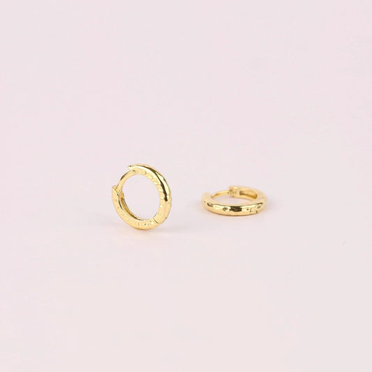 Gold Hammered Huggie Hoop Earrings