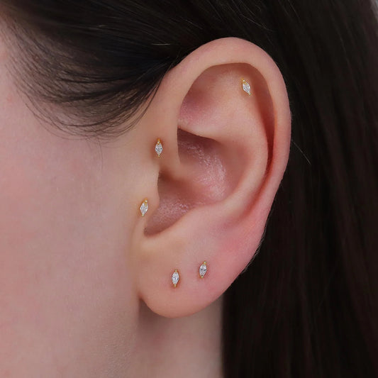 18G Tiny Marquise Threadless Push Pin Labret Stud