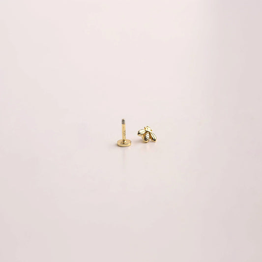 18G Bee Gold Cartilage Screw Back Stud Earring