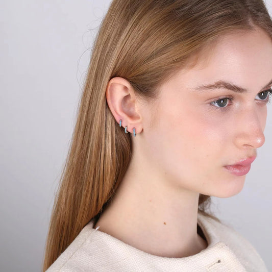 Tiny Turquoise Huggie Hoop Earrings