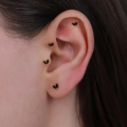 18G Black Leaf Threadless Push Pin Labret Stud