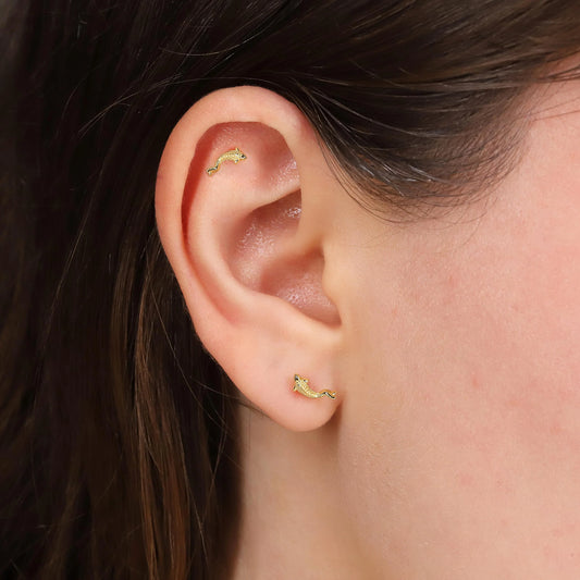 18G Koi Fish Flat Back Stud Earring