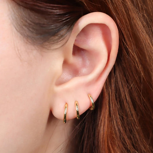 Tiny Gold Rounded Huggie Hoop Earrings