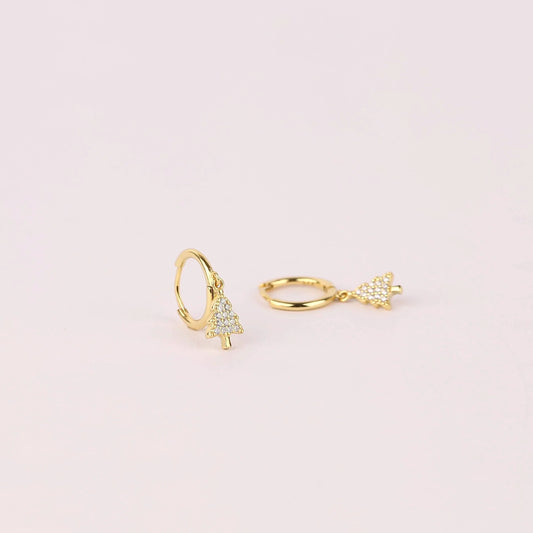 Christmas Tree Charm Dangle Hoop Earrings