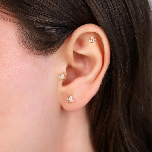 18G Crown Threadless Push Pin Labret Stud