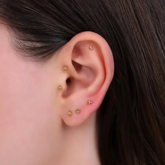 18G Tiny Three Ball Push Pin Labret Stud