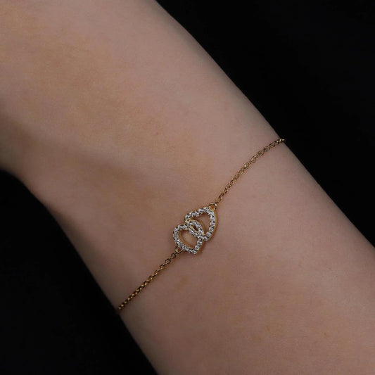 Double Heart Charm Bracelet
