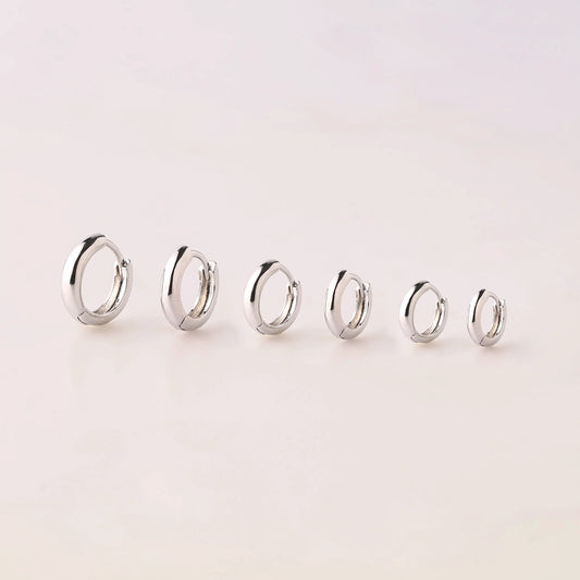 Sterling Silver Thick Huggie Hoop Earrings
