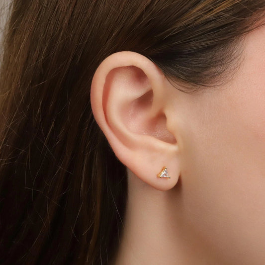 Tiny Triangle Diamond Stud Earrings