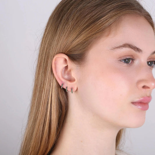 Emerald Huggie Hoop Earrings