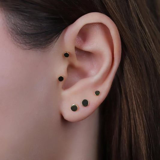 Tiny Flat Disc Stud Earring