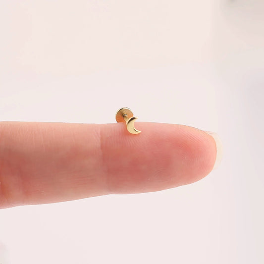 18G Crescent Moon Threadless Push Pin Labret Stud