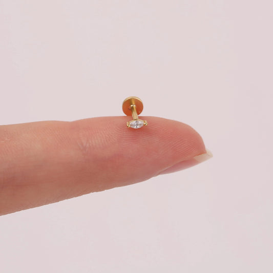 18G Tiny Marquise Threadless Push Pin Labret Stud