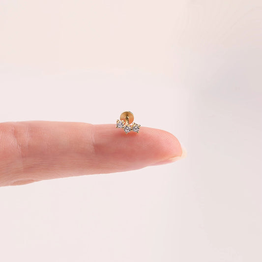 18G Climber CZ Threadless Push Pin Labret Stud Earring