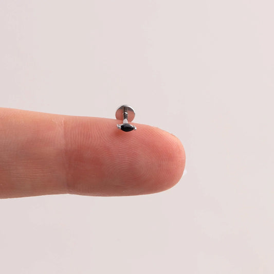 18G Black Marquise Threadless End Push Pin Labret Stud