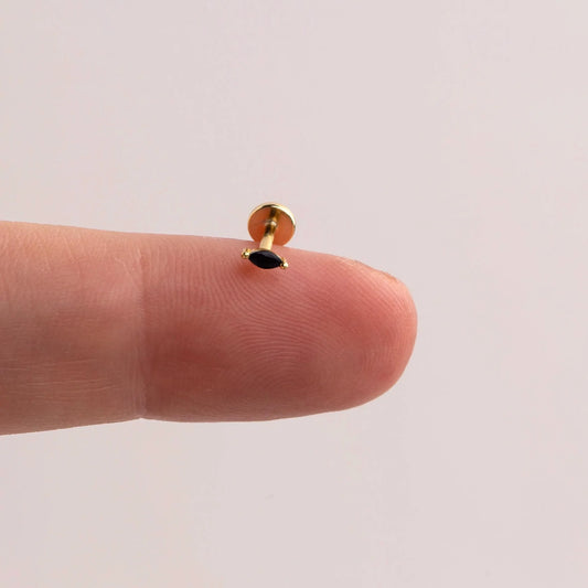 18G Black Marquise Threadless End Push Pin Labret Stud